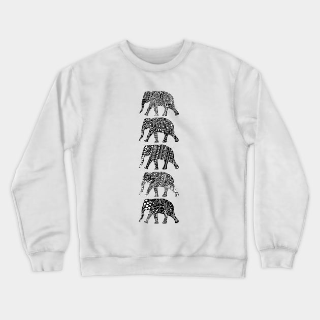 Patterned Elephants (Blk&Whte) Crewneck Sweatshirt by kanikamathurdesign